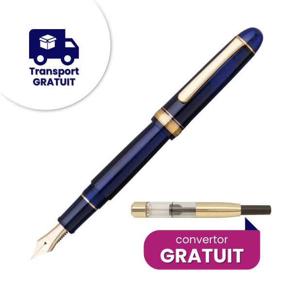 Stilou #3776 Century Chartres Blue, peniță Aur 14 Kt, Platinum Pen