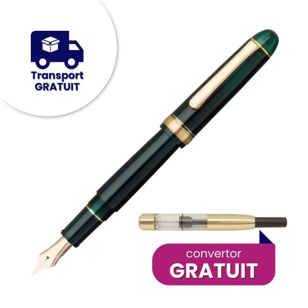 Stilou #3776 Century Laurel Green, peniță Aur 14 Kt, Platinum Pen