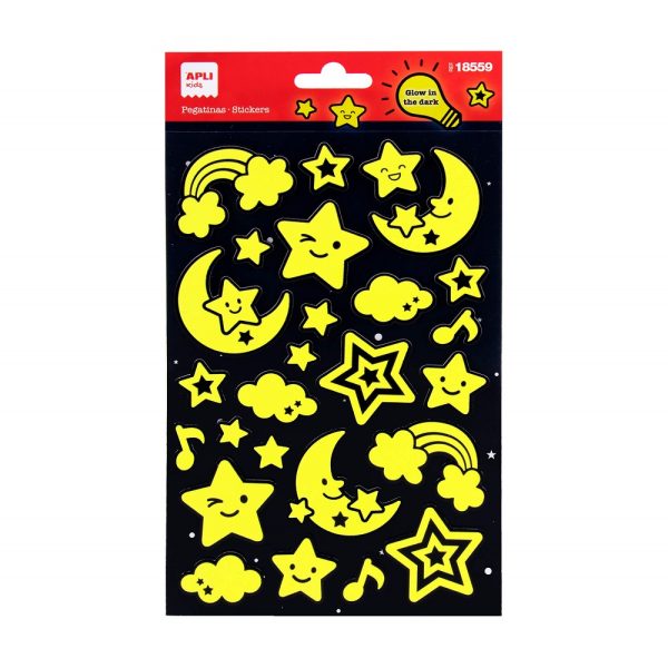 Set stickere iluminiscente Luna și stele Apli Kids