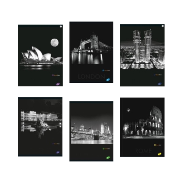 Registru cartonat Elisa Cities by Night A5, 100 file