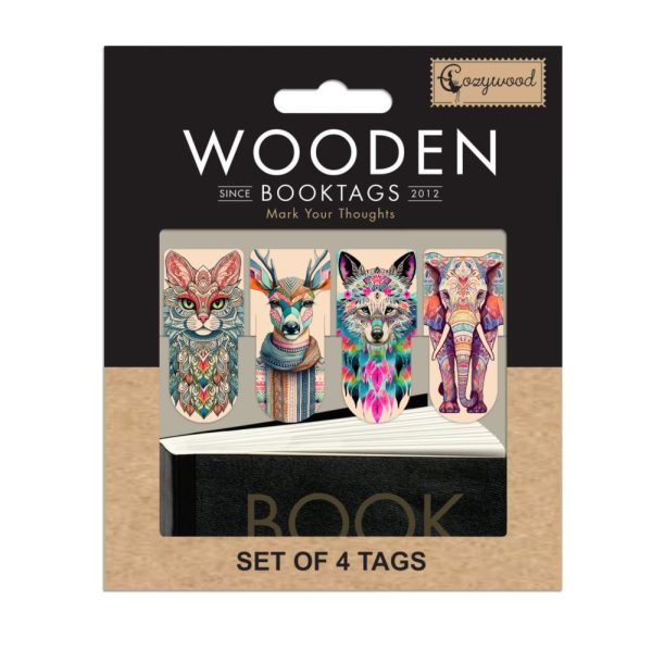 Set 4 buc semne de carte Spirit animals CozyWood