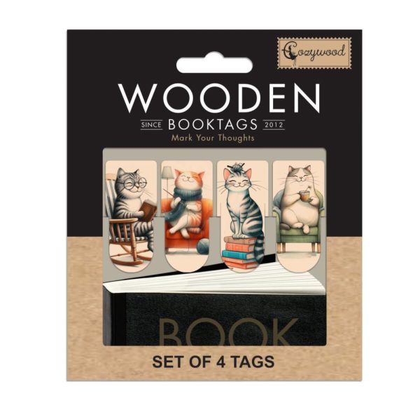 Set 4 buc semne de carte Happy Kitties CozyWood