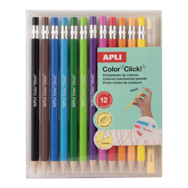 Creioane mecanice Apli Color Click, cu ascuțitoare