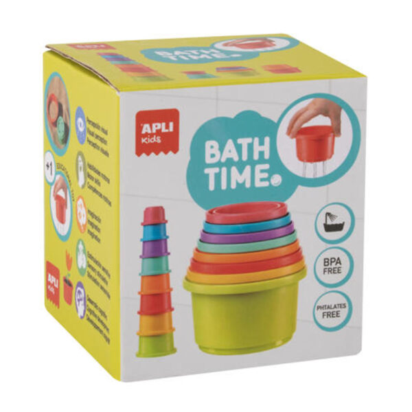 Jucărie de baie copii, set 8 cupe suprapozabile Apli Kids