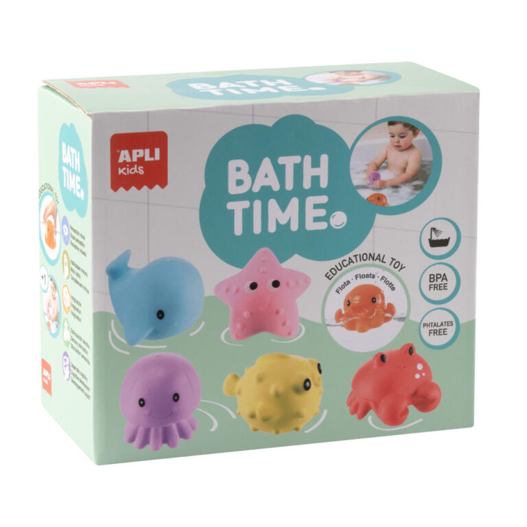 Jucărie de baie copii, set 6 animale senzoriale Apli Kids